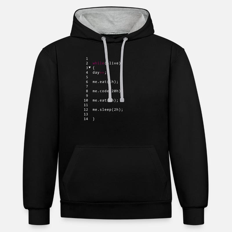 Code vivant - Sweat à capuche contrasté - noir/gris chiné