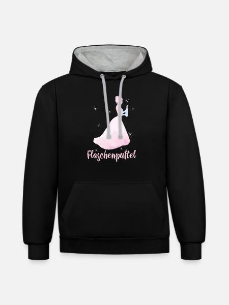 Flaschenputtel - Kontrast-Hoodie - Schwarz/Grau meliert