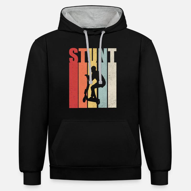 Stunt Scooter Roller Rollerfahrer Geschenk - Kontrast-Hoodie - Schwarz/Grau meliert
