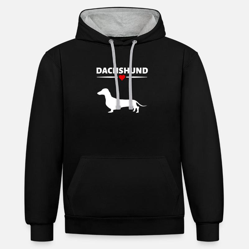 Teckel - Sweat à capuche contrasté - noir/gris chiné