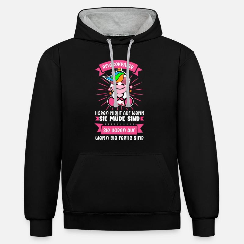 Cadeau de soignant - Sweat à capuche contrasté - noir/gris chiné