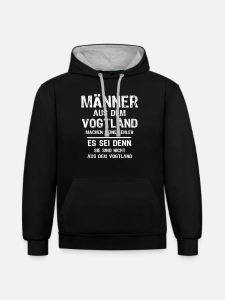 Vogtland Männer Vogtländer Sprüche - Kontrast-Hoodie - Schwarz/Grau meliert