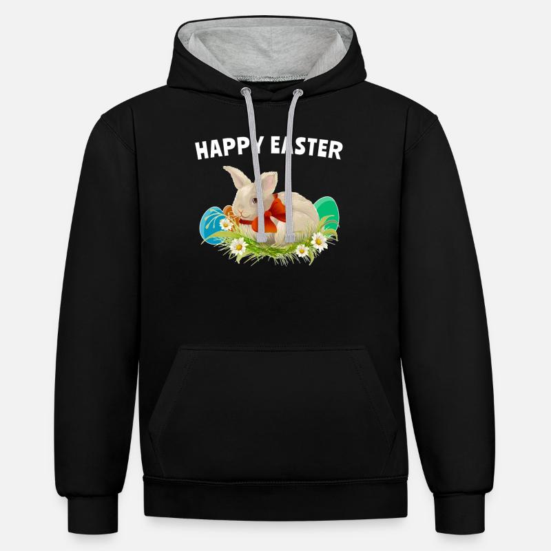Easter Easter Happy Easter - Contrast hoodie - black/heather grey