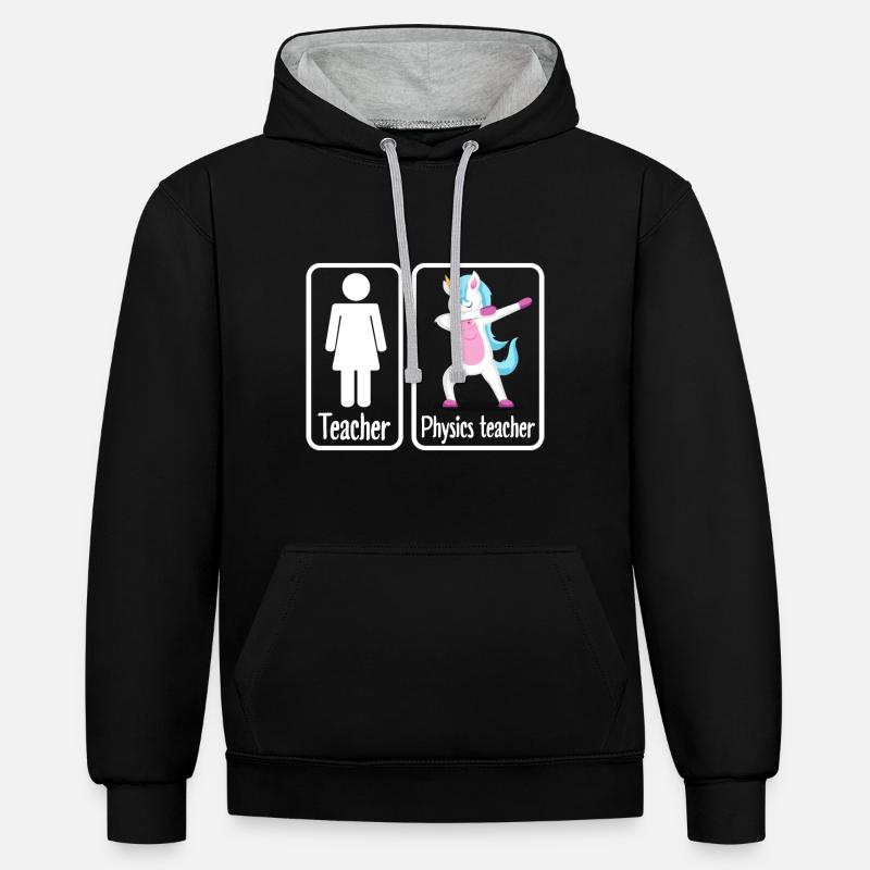 Professeur de physique physicienne - Sweat à capuche contrasté - noir/gris chiné