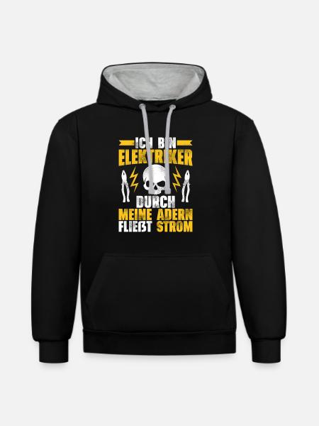 Elektriker Elektroinstallateur Beruf Handwerker El - Kontrast-Hoodie - Schwarz/Grau meliert