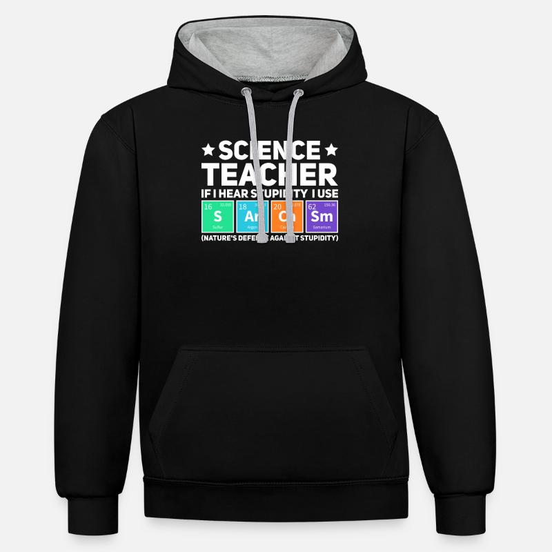 Professeur de sciences - Sweat à capuche contrasté - noir/gris chiné