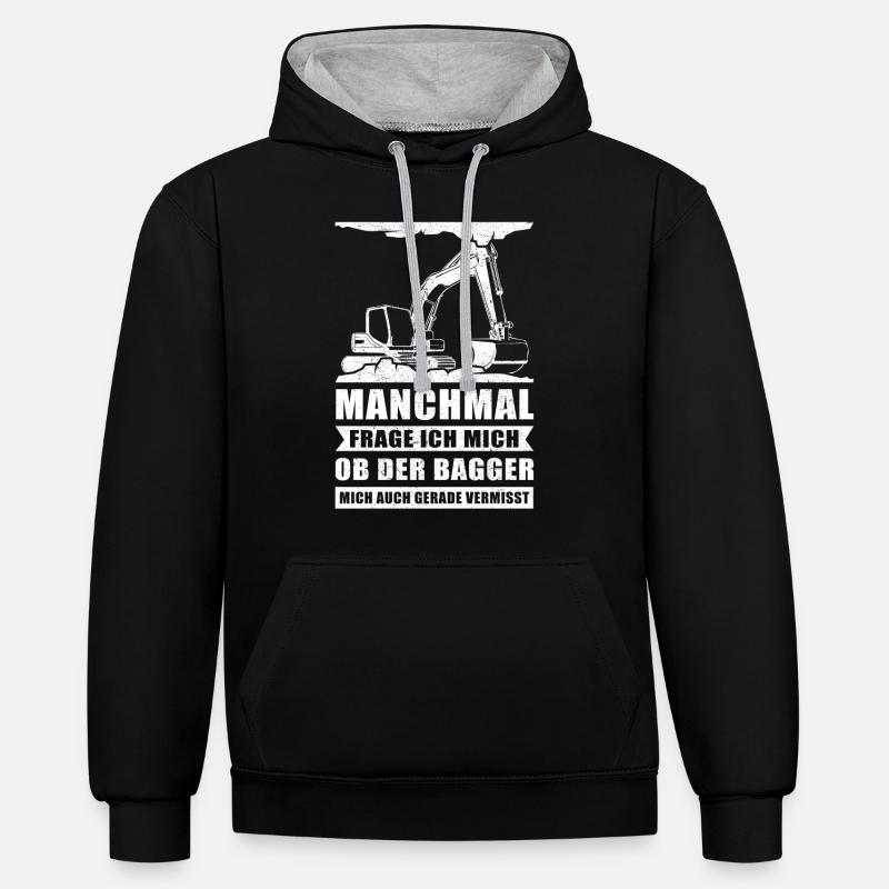Baggerfahrer Bagger Baggerführer Baggern Geschenk - Kontrast-Hoodie - Schwarz/Grau meliert