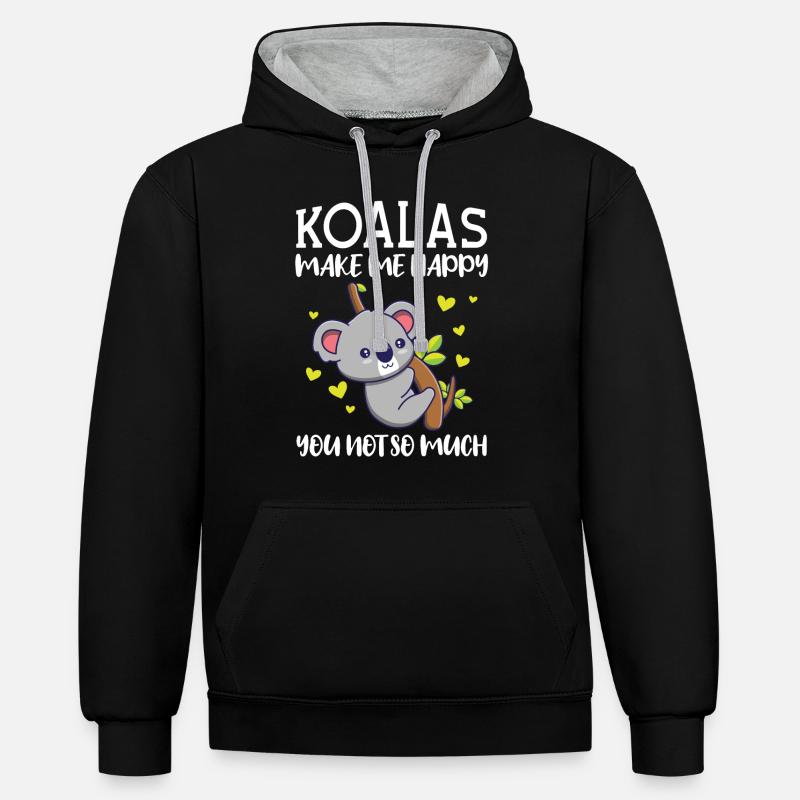 Koala Koala Koalas cadeau - Sweat à capuche contrasté - noir/gris chiné