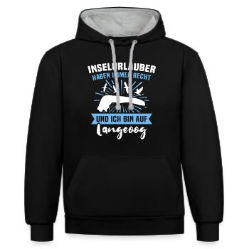 Langeoog Inselurlauber Nordsee Sprüche - Kontrast-Hoodie - Schwarz/Grau meliert - Vorne - Anna (173cm) & Nico (186cm)