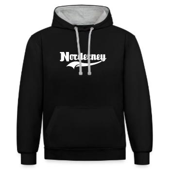 Norderney Souvenir Inselurlaub - Kontrast-Hoodie - Schwarz/Grau meliert - Vorne - Anna (173cm) & Nico (186cm)