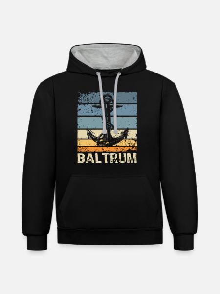 Baltrum Souvenir Nordseeküste Anker - Kontrast-Hoodie - Schwarz/Grau meliert