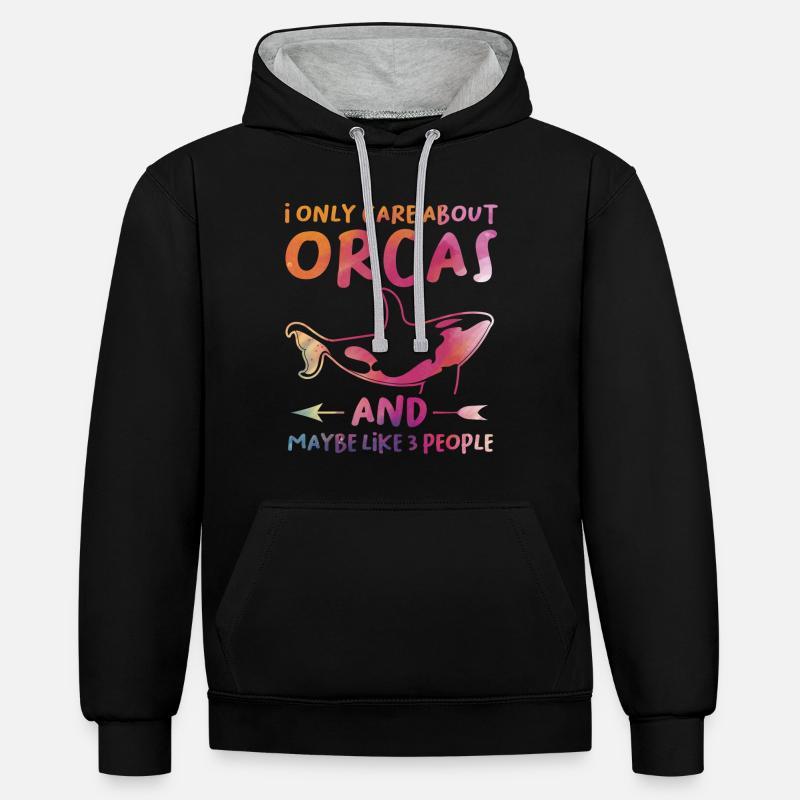 Orques Orques Cadeau - Sweat à capuche contrasté - noir/gris chiné
