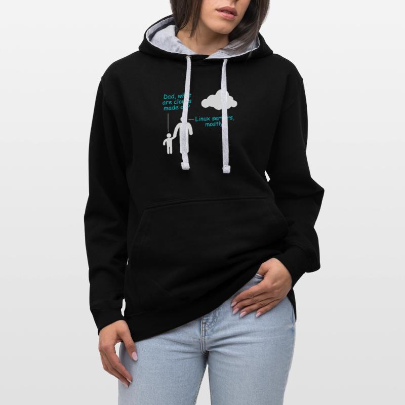 Coder Software Entwickler Witz Cloud Linux Server Kontrast-Hoodie