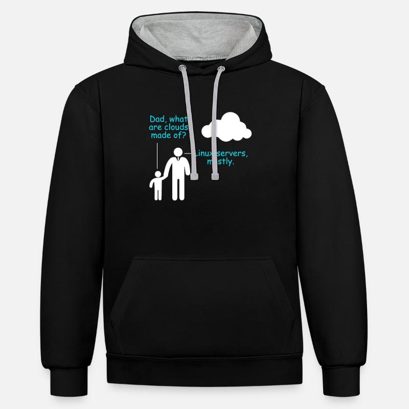 Coder Software Developer Witz Cloud Linux Server - Contrast hoodie - black/heather grey
