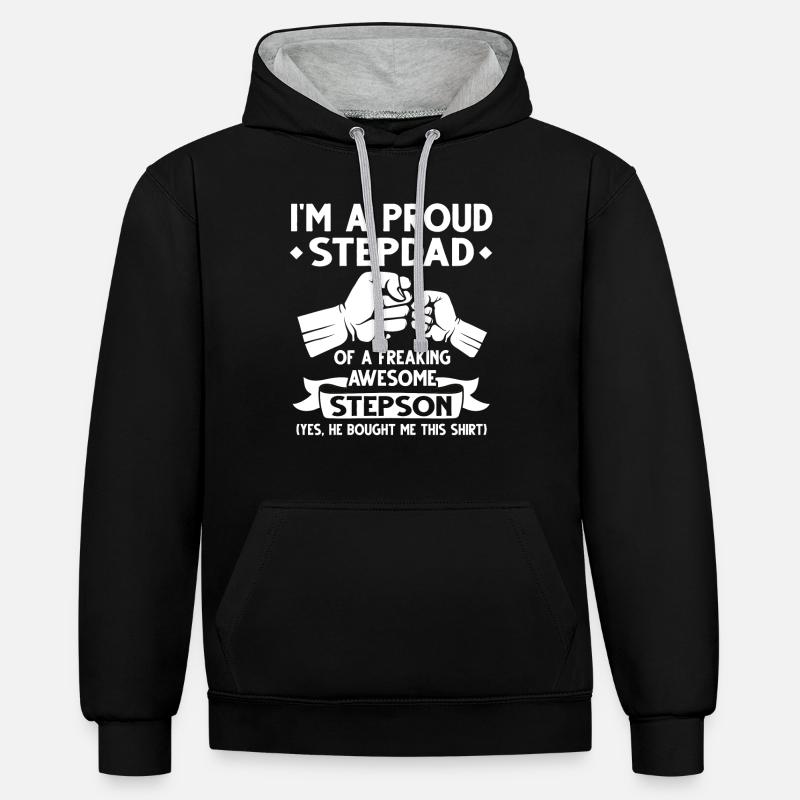 Stepfather & stepson stepdad gift - Contrast hoodie - black/heather grey