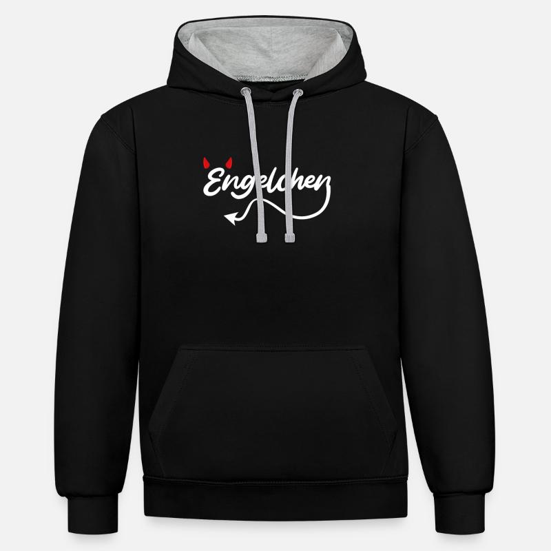 Engel oder Teufel Engelchen Teufelchen - Kontrast-Hoodie - Schwarz/Grau meliert