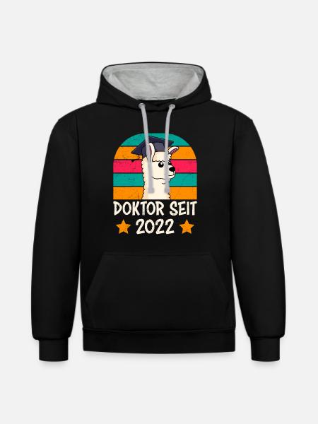 Docteur depuis 2022 Thèse de thèse de doctorat - Sweat à capuche contrasté - noir/gris chiné