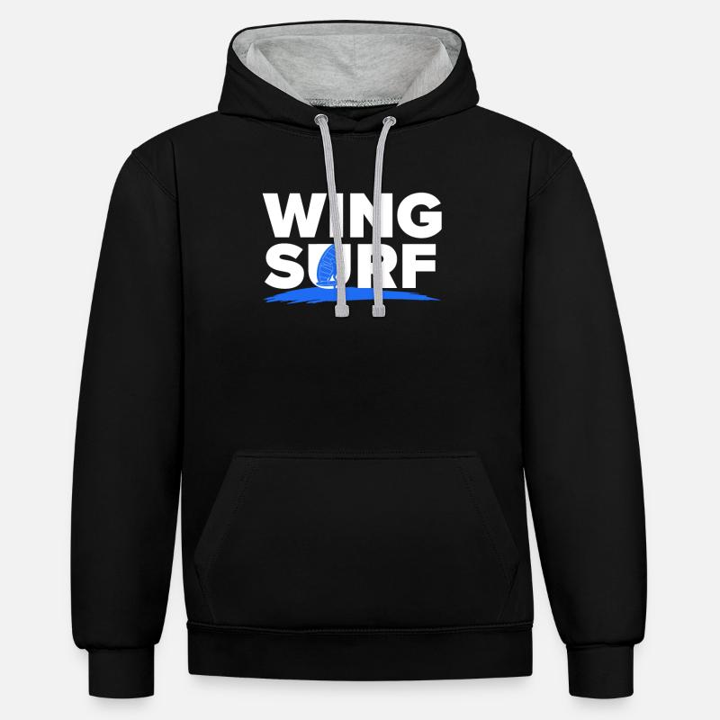 Wing Surf Wing Foil Wingsurf - Sweat à capuche contrasté - noir/gris chiné