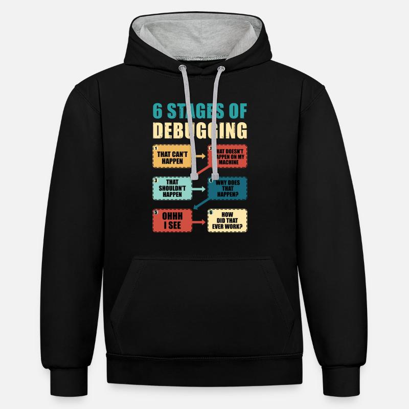 Programming Debugging Funny Programmer Gift - Contrast hoodie - black/heather grey