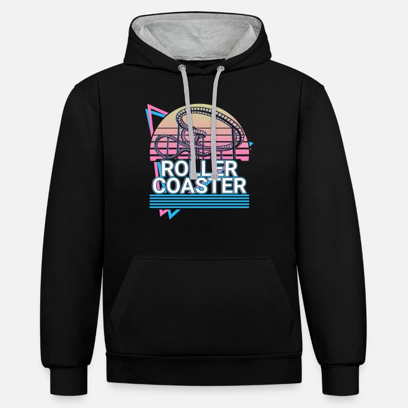 Roller Coaster Retro Cadeau - Sweat à capuche contrasté - noir/gris chiné