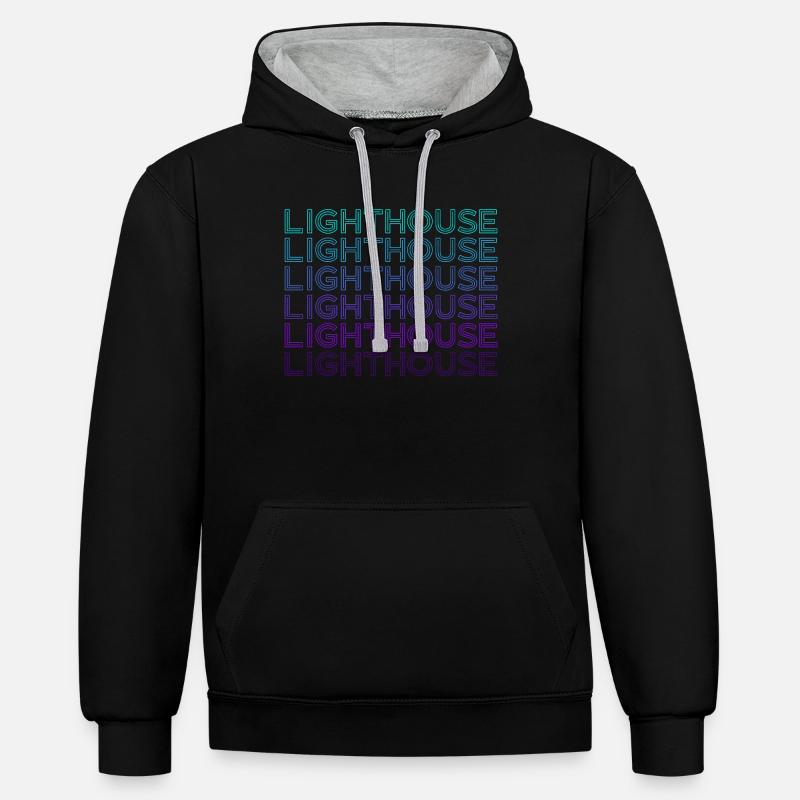 Phare Rétro - Sweat à capuche contrasté - noir/gris chiné