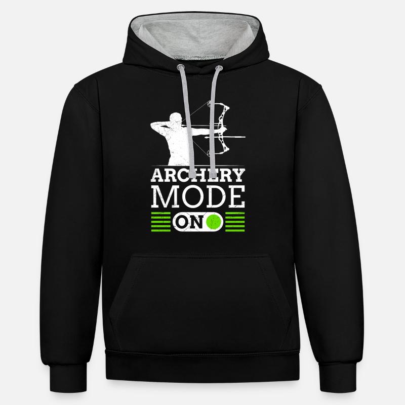 Archery Mode On Bogenschießen Compoundbogen - Kontrast-Hoodie - Schwarz/Grau meliert