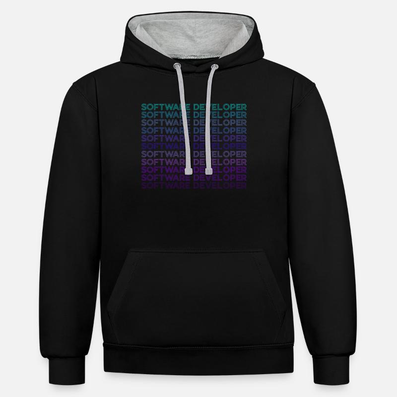 Softwareentwickler Computerprogrammierer Retro - Kontrast-Hoodie - Schwarz/Grau meliert