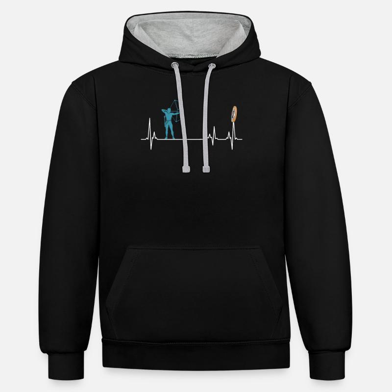 Archer Heartbeat Tir à l’arc - Sweat à capuche contrasté - noir/gris chiné
