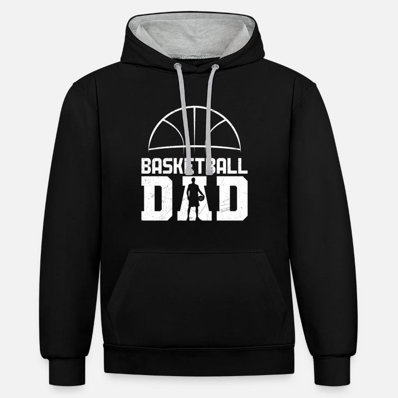 Basketteur Papa - Sweat à capuche contrasté - noir/gris chiné