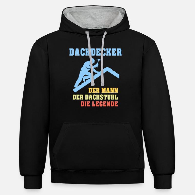 Dachdecker Sprüche Dachdecken - Kontrast-Hoodie - Schwarz/Grau meliert