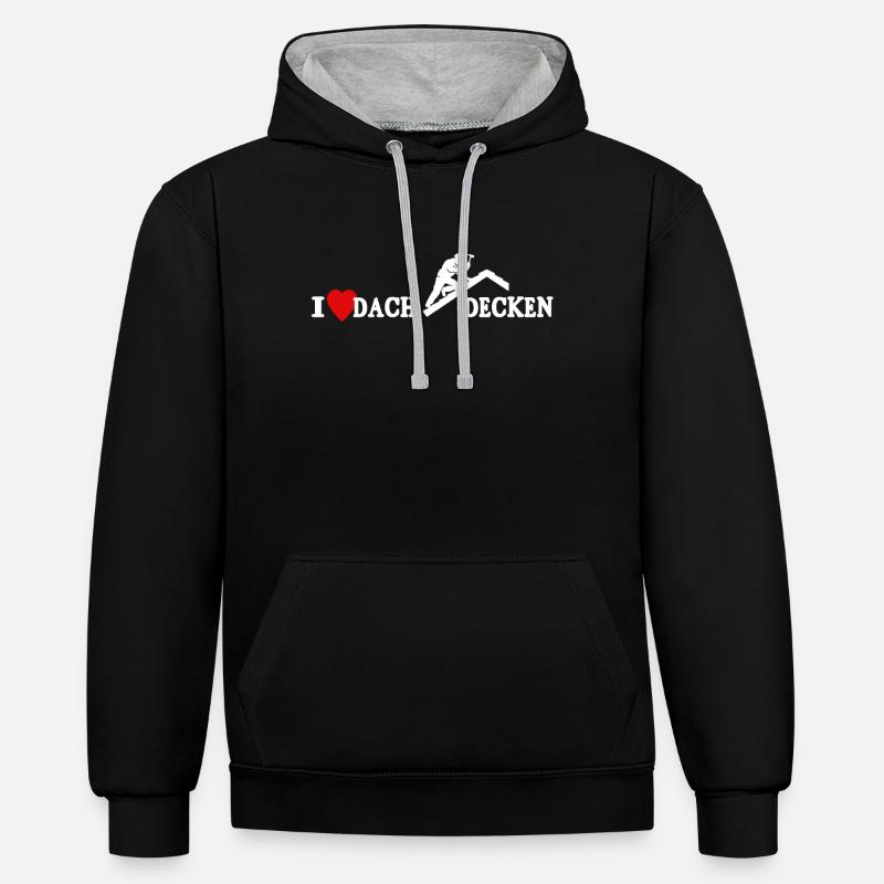Dachdecker Dachdecken Dach Decken - Kontrast-Hoodie - Schwarz/Grau meliert