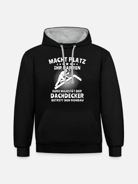 Dachdecker - Kontrast-Hoodie - Schwarz/Grau meliert