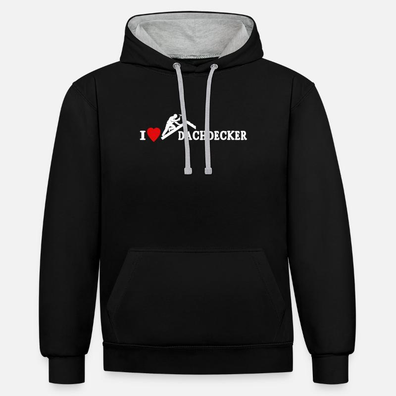 Dachdecker Dachspengler Dachdecken Dachklempner - Kontrast-Hoodie - Schwarz/Grau meliert
