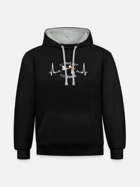 Hebamme Dankeschön Geschenk - Kontrast-Hoodie - Schwarz/Grau meliert