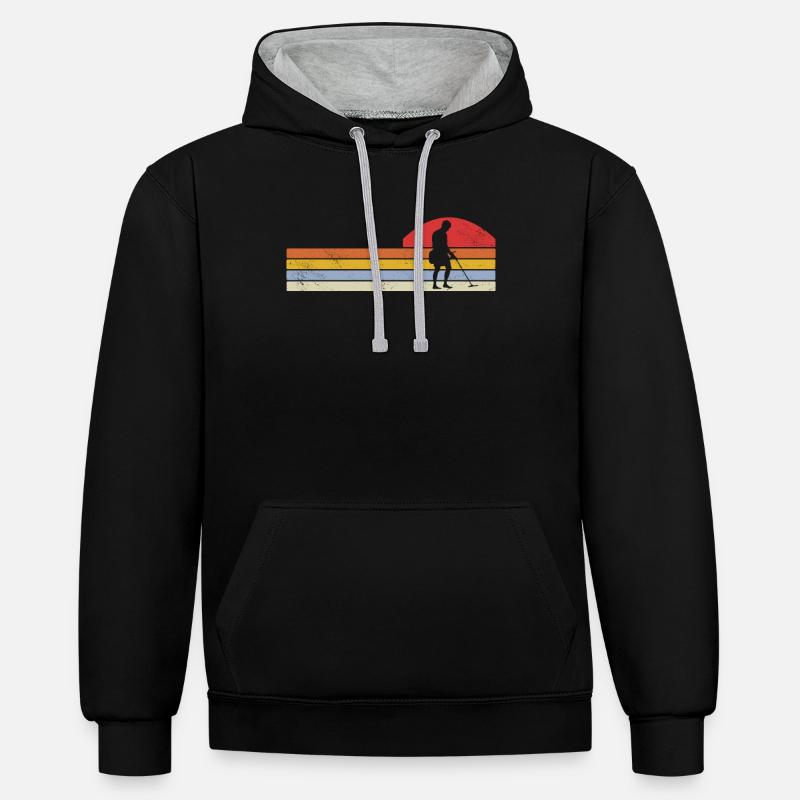 Sondeln Ausflug Sondengänger Geschenkidee - Kontrast-Hoodie - Schwarz/Grau meliert