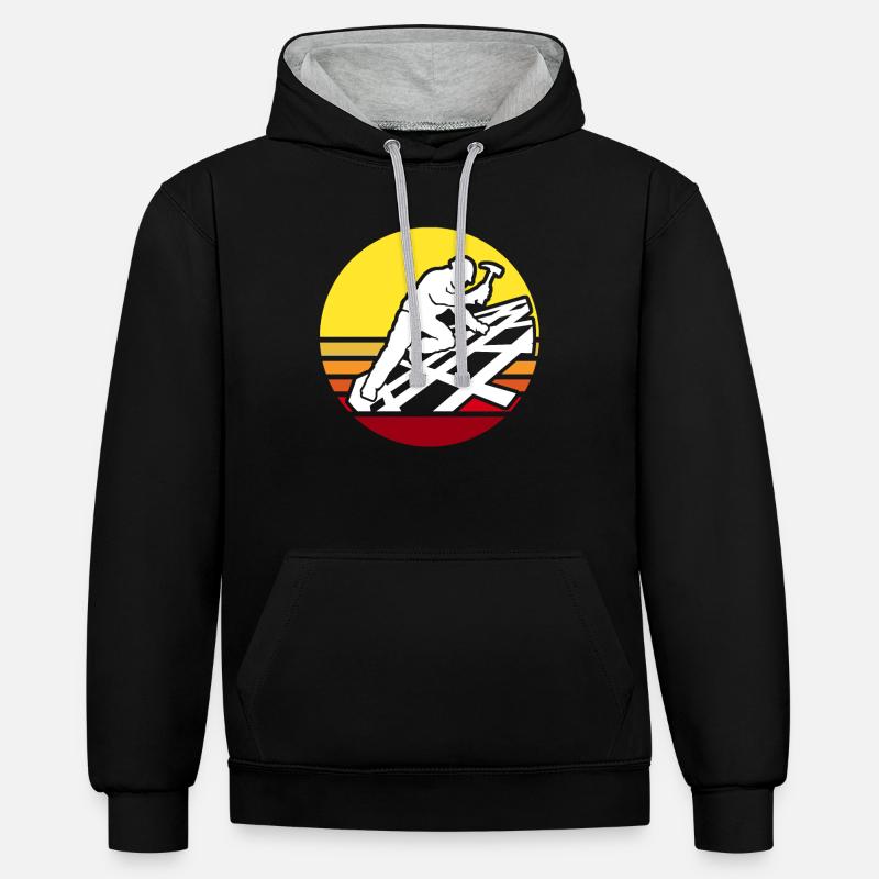 Dachdecker Dachdecken Dachdeckermeister - Kontrast-Hoodie - Schwarz/Grau meliert