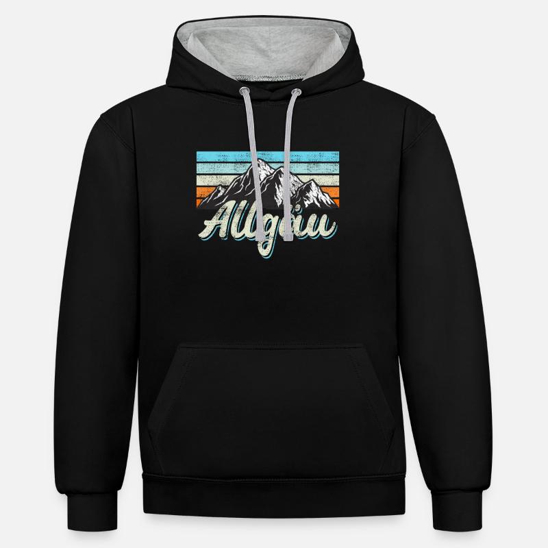 Allgäu - Sweat à capuche contrasté - noir/gris chiné