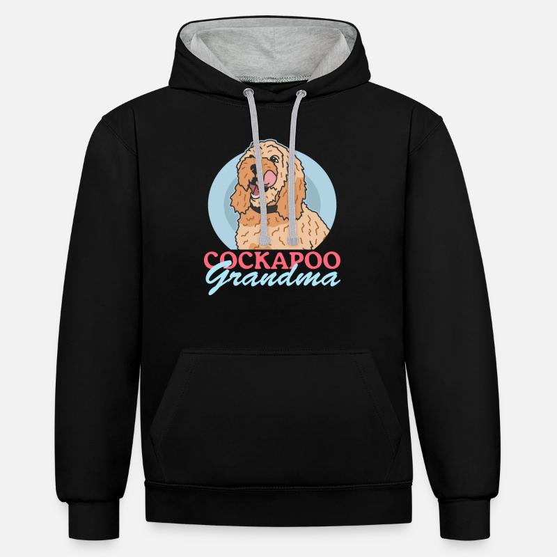 Cockapoo Grandma Hundebesitzer Hunde Geschenk - Kontrast-Hoodie - Schwarz/Grau meliert