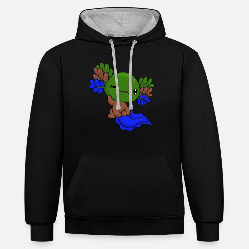 Sapiosexual Pride Kawaii Axolotl Sapiosexual - Contrast hoodie - black/heather grey