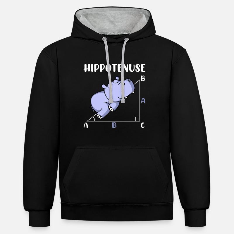 Hippotenuse fun math math - Contrast hoodie - black/heather grey