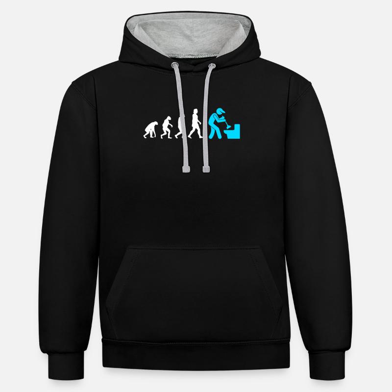 Plombier Evolution Mécanicien d’usine - Sweat à capuche contrasté - noir/gris chiné