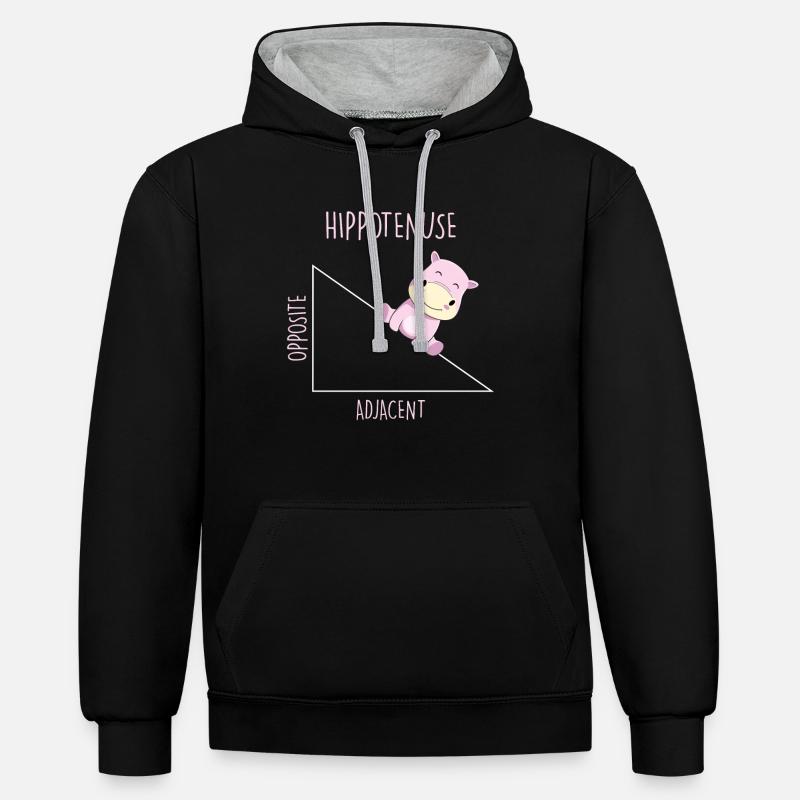 Hippotenuse Professeur de mathématiques - Sweat à capuche contrasté - noir/gris chiné