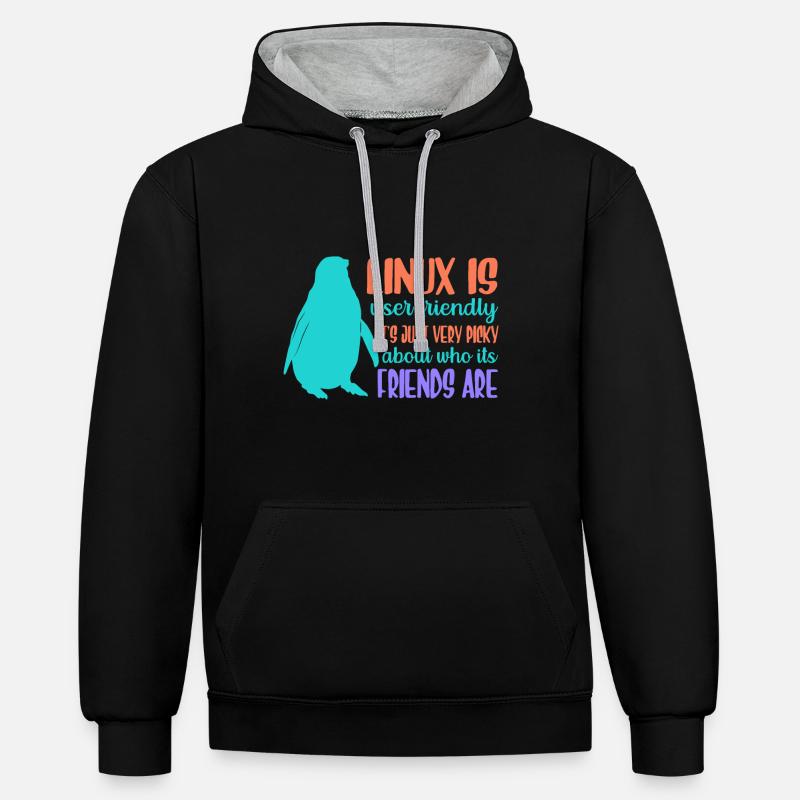Linux ist benutzerfreundlich - Cloud Computing - Kontrast-Hoodie - Schwarz/Grau meliert