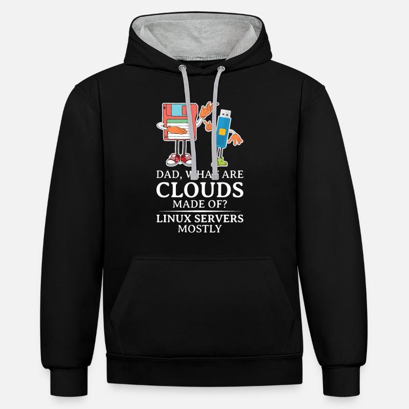 Cloud Computing Informatik Tech - Kontrast-Hoodie - Schwarz/Grau meliert