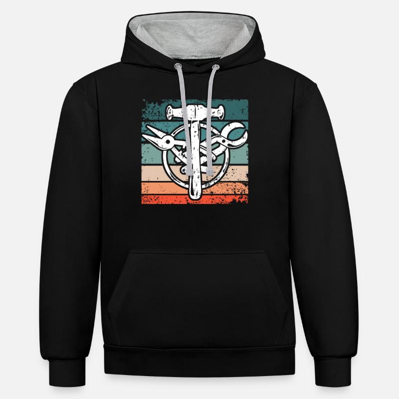 Signe de guilde Spengler Bauspengler - Sweat à capuche contrasté - noir/gris chiné