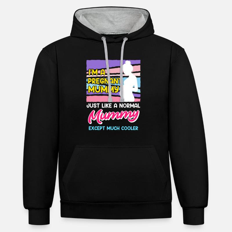 Mère enceinte Être Maman enceinte - Sweat à capuche contrasté - noir/gris chiné