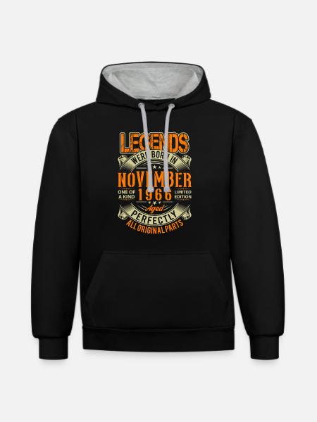 1966 November Birthday Legend - Contrast hoodie - black/heather grey
