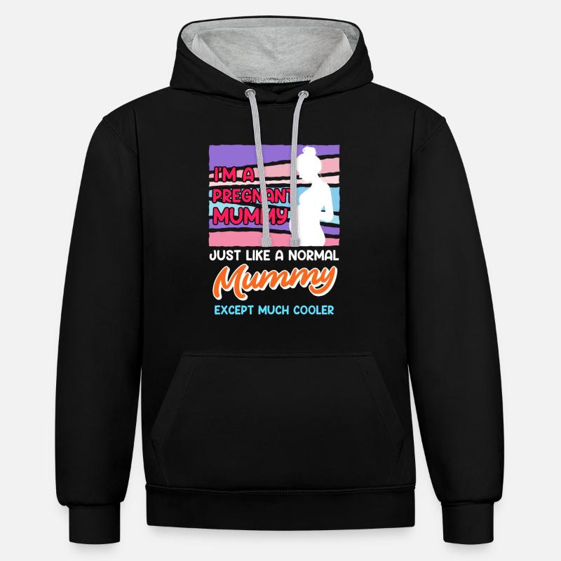 Mère enceinte Être Maman enceinte - Sweat à capuche contrasté - noir/gris chiné