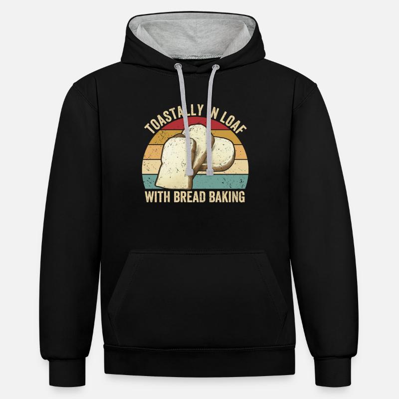 Funny bread baker - Contrast hoodie - black/heather grey