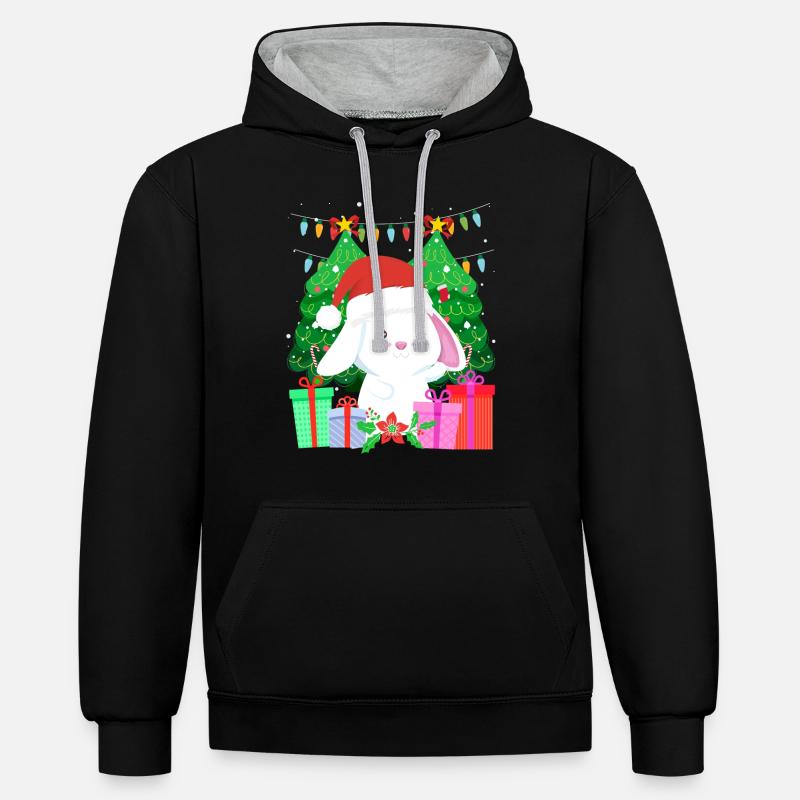 Arbre de Noël mignon Haase - Sweat à capuche contrasté - noir/gris chiné